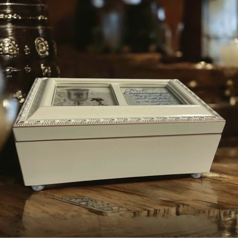 First Communion Know The Joy Ivory Music Box Plays Jesus Loves Me New